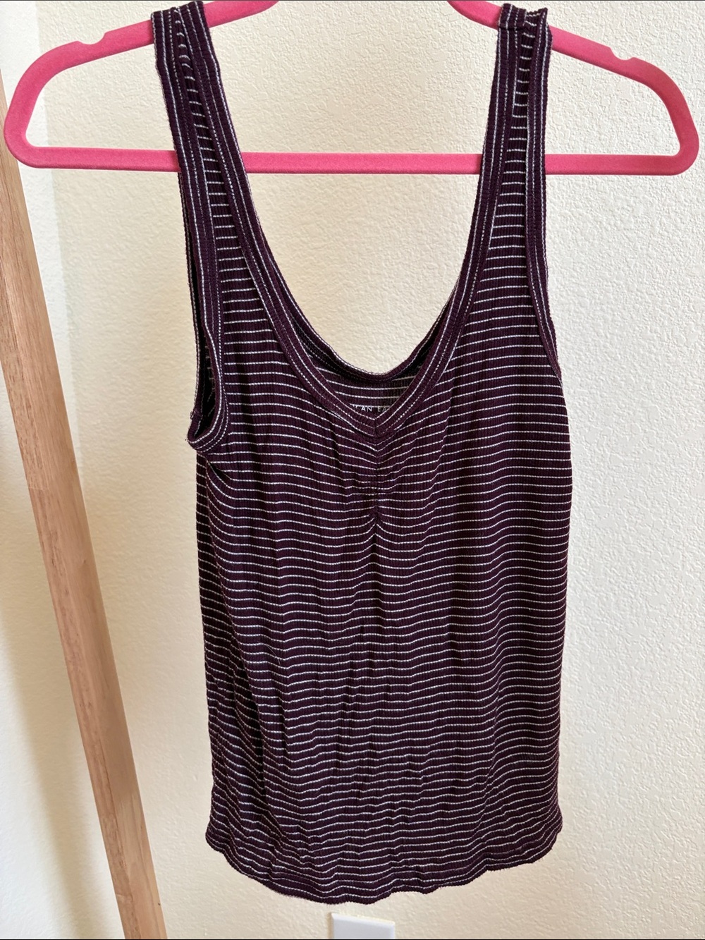 American Eagle Outfitters Purple and White Striped Scoop Tank
